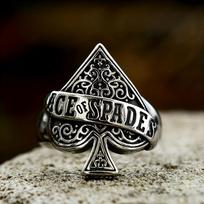 New Poker Spade Heart Men's Ring Retro Letter Hand Jewelry 6