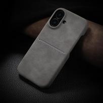 Lambskin Leather Card Pocket Case For For Iphone 17 Air 16 15 14 13 12 Pro Max Plus Business Matte Shockproof Wallet Cover For iPhone 16 Pro gray