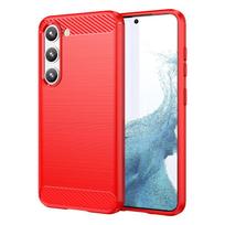 For Samsung Galaxy S24 Case S23 FE S22 S21 S20 Rubber Carbon Soft Silicone Cover Samsung S24 Ultra S24 S22 Plus S20 S21 FE Case For S24 raudona