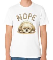 Shih Tzu Nope Dog T-Shirt Funny Lazy Puppy Illustration Unisex Tee S