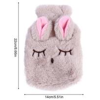 Winter Hot Water Bottle Reusable Hand Warmer Stress Pain Relief Detachable Plush Soft Cozy Cover Cute Fleeced Hand Warmer smėlis