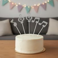 6 Pieces Musical Note Cake Toppers DIY Assembly Music Note Dessert Pick Baking Accessories sidabras