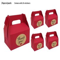 DIY Small Kraft Paper Gift Box with Horn Design and Thank You Sticker Pack of 24