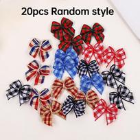 20Pcs Mini Mesh Ribbon Bows In Bulk - Various Mesh Patterns In Random Colors (Red/Green/Black/White/Blue) 1inch DIY Handmade Bows, Suitable For Random Style