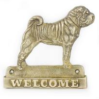 Shar Pei - Tabliczka Na Drzwi Z Psem, Mosiężna Plakietka Powitalna, Wyjątkowy Szyld Z Napisem Welcome Marki Art-Dog