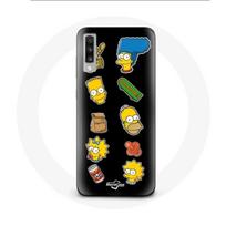Coque pour Samsung Galaxy A50 Les Simpson autocollants fond noir