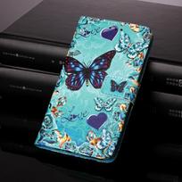 „Blue Butterfly“ ir „Crystal Butterfly“ PU odinės piniginės apverčiamas nuotraukų rėmelio dėklas, skirtas „iPhone Samsung Huawei Honor Xiaomi Redmi Oppo vivo Google TCL Infinix“ Tecno Camon 30