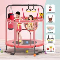 Children's Indoor Trampoline with Safety Net and Pull-Up Bar