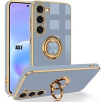 Dėklas Samsung Galaxy A57 5G, Lengvas plonas silikoninis apsauginis dėklas su 360° besisukančiu žiedu - Mėlynas mėlyna