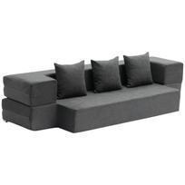 Folding Sofa Bed 3-in-1 Foldable Couch Bed with 3 Pillows Dark Grey Twin