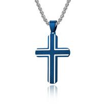 Stainless Steel Cross Star Street Shot Men's Pendant Trendy Fashion Necklace with Jewelry Pendant 60CM