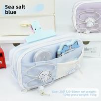 Pencil Bag Gentle Lazy Wind Student Stationery Bag Soft Girl High Value mėlyna