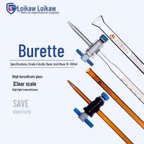 Leigu Glass A klasės rūgščių-šarmų biuretės su PTFE čiaupu 10ml ruda