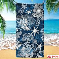 Beautiful Coral Reef Beach Towel, Blue & White Ocean Theme, Ideal for Relaxing by the Water or Poolside 50x100cm