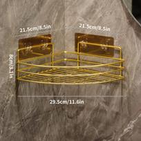 Auksinė kampinė vonios lentyna Be gręžimo Metalinis trikampis prie sienos montuojamas laikiklis Geležinės vielos kabantis krepšelis Sieninis laikiklis Organizatorius 2pcs no hook+1pc 4 hooks auksinė