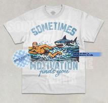 Sometimes Motivation Finds You T-Shirt Funny Shark Joke Hilarious Graphic Shirt S