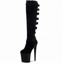 20CM Sexy Women Boots Girls High Heel Boots Motorcycle Round Toe Zip Shoes Plus Size Martin Boots 34 juoda