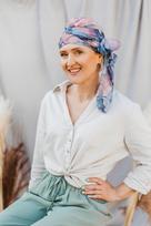 Moteriška vasarinė skara Ayliz 353 Raukšlėtas turbanas, tinkamas ir po chemoterapijos gray