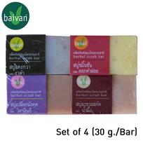 Baivan Natūralus žolelių šveitimo muilas – ciberžolė ir dygminas, tamarindas ir medus, agurkas ir sezamas, mangoesteeno maltas vitaminas E (4 vnt.) – tajų 30 g x 4 pcs