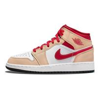 Air Jordan 1 Mid GS Light Curry Cardinal Red vaikiški sportbačiai kreminės baltos-onikso baltos spalvos 554725-201 36.5