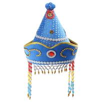 Traditional Mongolian Costume Hat for Travel Stage Performances Props Headwear L mėlyna