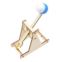 DIY Assembly Wooden Trebuchet Catapult Vehicle Model Kits Children Kids Scientific Experiment Small Physical Invention Toy Gift