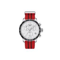 Tissot Quickster serijos kvarcinis laikrodis NBA specialusis leidimas Kvarcinis laikrodis Chicago Bulls Vyriški laikrodžiai Baltas plienas Nailonas T095.417.17.037.04 Red Strap