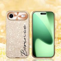 Personalized Custom Name Letters Sparkling Glitter Case for iPhone 13 14 15 16 17 Pro Max Air Plating Cover DIY Gifts For iPhone 13 blue
