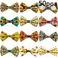 50/100pcs Dog Collar Charms with Flowers Patterns Pet Supplies Sliding Dog Bow Tie Collar Accessories Dog Bows Pet Accessories