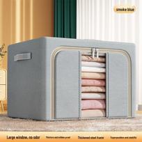 Oxford Cloth Folding Storage Box: Steel Frame Wardrobe Organizer for Clothes, Toys, and Seasonal Items.
