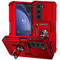 For Samsung Galaxy Z Fold 6 5 4 Phone Cases with Slide Lens Protective Cover Shockproof Camera Protector Case for Z Fold 6 5 4 for Z Fold 4 raudona