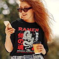Dragon Noodle Bar Ramen T Shirt, Japanese Ramen Lovers Gift M