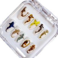 10Pcs Deep Sea Shark Press On Nails Handmade Ocean-Inspired Almond Nail With 3D Octopus Shell Decor Design Fake Nails onesize