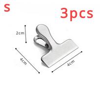 3pcs Stainless Steel Bag Clipsf For Food Heavy Duty Metal Silver Food Clips Office Paper Clamps Air Tight Seal Snack Clips