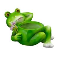 Frog Planter, Funny Lying Frog Flower Pot, Resin Animal Plant Container for Home Office Desk Garden Decor Frog green