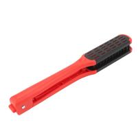 Clamp Hair Brush Straightener Flat Hair Styling Smoothing Tool Anti Static Hollow Vent V Shaped Doub Red