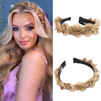 XINRAN Sintetinio pynimo perukas galvos juosta Twist pintinė plaukų lankelis plaukams neslystanti galvos juosta, skirta moterų plaukų papuošalų priedams 13cm brown