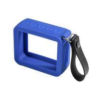 Portable Silicone Case Carrying Storage Bag with Convenient PU Strap for JBL GO 2 Speaker for Travel Home Office mėlyna