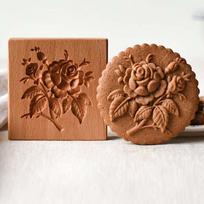 Wooden Mold Cookie Stamp Wood Biscuit Press Stamp Easy To Clean Rose Cookie Mold  Party