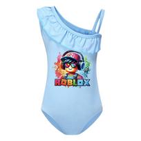 5528 Mergaičių Roblox spaudinio maudymosi kostiumas su raukiniais 100cm