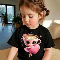Italian Brain Rot Heart Cappuccino Ballerina t shirt Print Casual shorts Sleeve girls Wear Cute Graphic Comfortable Material 100 juoda