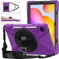 For Samsung Galaxy Tab S6 Lite Stand Case SMP620 P610 P613 P615 P619 Anti-knock Cover Holder with Pencil Slot and Shoulder Strap S6 Lite 2024 SM-P620 violetinė