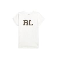 Polo Ralph Lauren Beaded RL Letter Pattern Cotton Jersey Short Sleeve T-Shirt Women tops White WMPOKNINC020071 XS