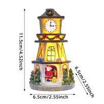 Christmas Lighted Clock Tower Ornament With LED Lights Resin New Year Christmas Luminous Houses Figurines Xmas Gift Supplies