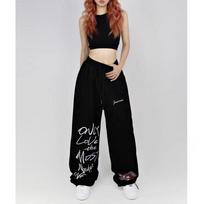RogueWave Black White Drawstring Design Sweatpants Women High Street Hip-hop Wide Leg Pants Women New Summer All-match Long Trousers S juoda