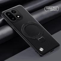 Skirta Realme 16 Pro Plus belaidžio įkrovimo anglies pluošto PU odos dėklas Skirta Realme 16 Pro+ magnetinis stovas Laikiklis Atsparus smūgiams dangtelis For Realme 16 Pro