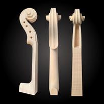 Klevo smuiko volutos ruošinys 4/4, 3/4, 1/2, 1/4, 1/8 dydžio smuikams Model 1: 1/4 size violin scroll black
