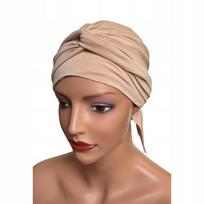 Mėlynas lygus turbanas Sejla, tinkamas ir po chemoterapijos, pagamintas iš bambuko beige