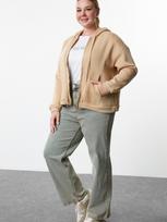 TRENDYOL PLUS SIZE Moteriškas džemperis su užtrauktuku ir gobtuvu