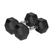 Rubberized cast iron dumbbells HEX 2×12.5 kg REBEL ACTIVE